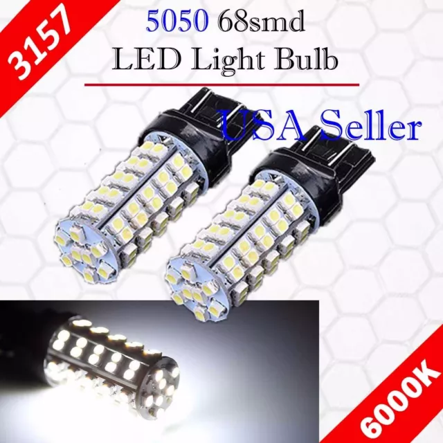 4x 3157 3156 Xenon 6000K White 68-SMD Chip LED Brake Stop Tail Light Bulbs