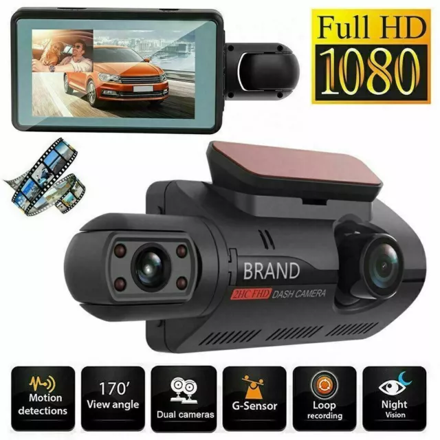 3" Dashcam Dual Auto Kamera 1080P HD Video Recorder KFZ DVR Nachtsicht G-Sensor