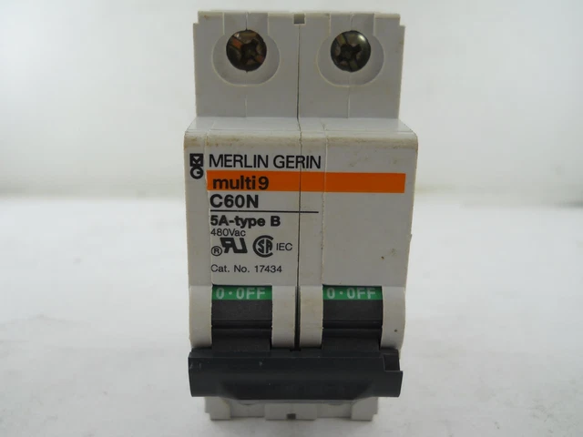 MERLIN-GERIN Square D C60N 5A-type B 277VAC MULTI 9 Circuit Breaker #17434 ~ New MERLIN-GERIN Square D C60N 5A-type B 277VAC MULTI 9 Circuit Breaker #17434 ~ New