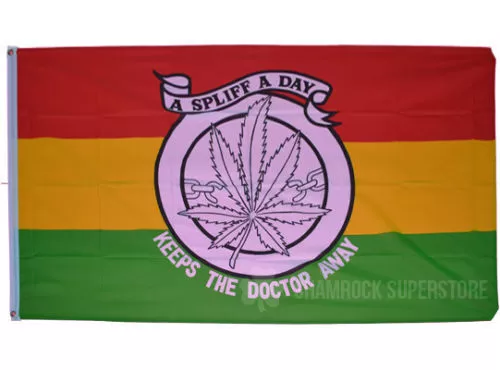 A Spliff A Day Keeps The Doctor Away Flag 5 x 3 FT - Marijuana Cannabis Weed