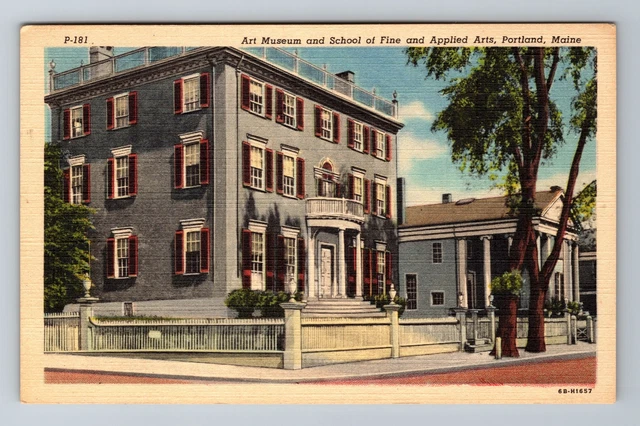 Portland ME-Maine, Art Museum And School, Antique Vintage Postcard