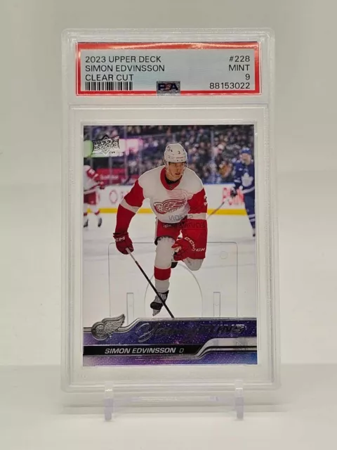 2023-24 Upper Deck Clear Cut Acetate Young Guns Simon Edvinsson RC PSA 9 MINT