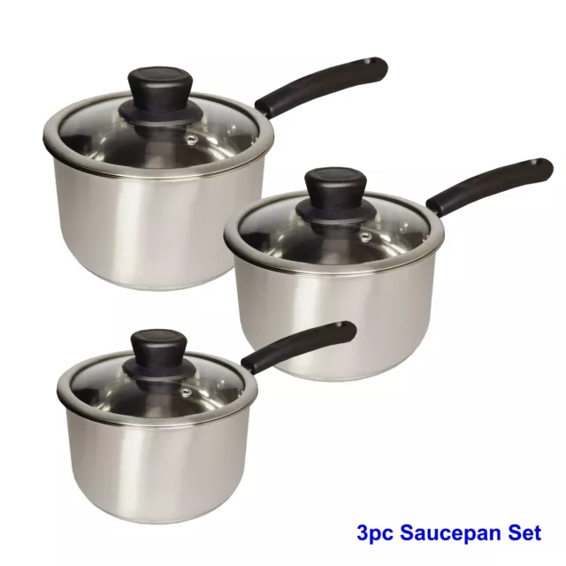 3pc Stainless steel saucepan set with lid, 304 -18/8, induction, all cooktop