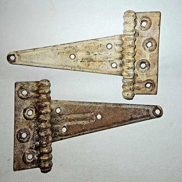 ANTIQUE Matching Set of 1888 HARDEN Ornate T Strap Barn Door/Gate/Shed HINGES