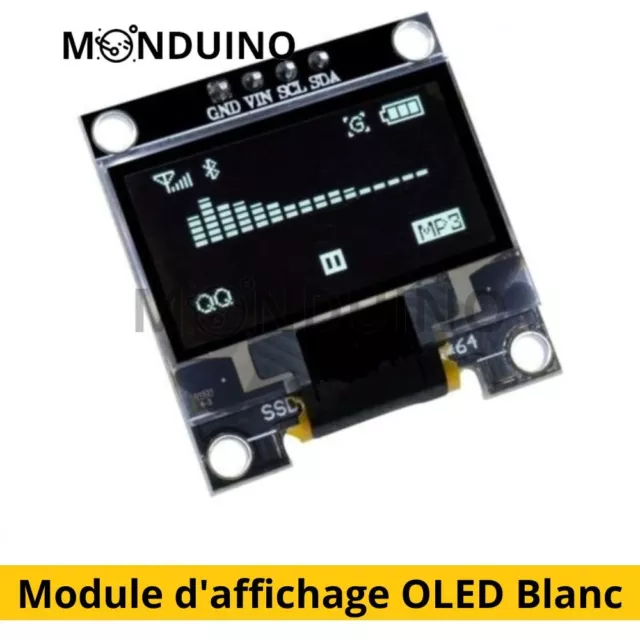 Module d'affichage OLED Blanc 0,96 pouces 128X64 Pixel pour arduino MONDUINO