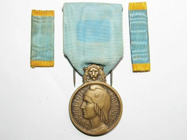 Ancienne Médaille Éducation Physique Et Sport – Vintage – Ruban Avec Marque
