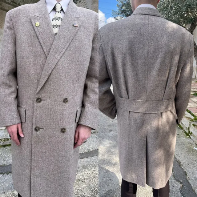 1950s dated vintage all worsted wool Swedish classic Suit over coat tweed 40R