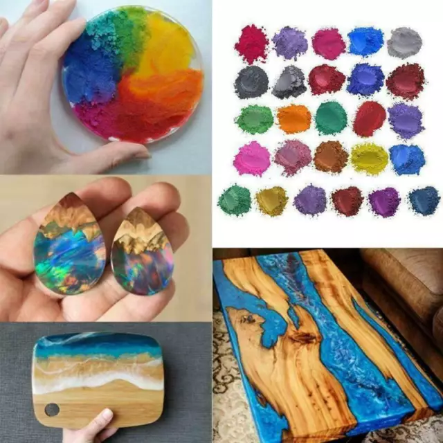 20 Colores Mica Polvo Mineral Resina Epoxi Tinte Perla Pigmento Brillante Hágalo usted mismo 4 Piezas/Juego 2