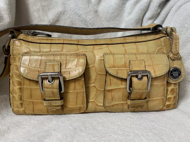 Dooney & Bourke Croc Embossed Leather Zip Satchel Shoulder/Hand Bag Purse Tote