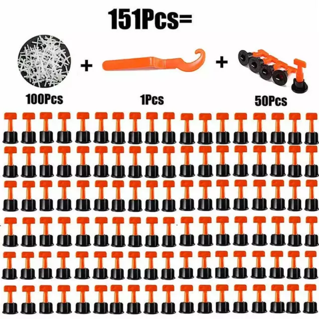 151pcs Tile Leveling System Reusable Flat Ceramic T-Lock Locator Spacer Tools N