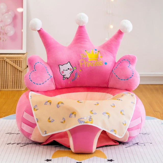 Cartoon Child Stool Cover Non-slip Crown Design Infant Chair Case Soft No Filler