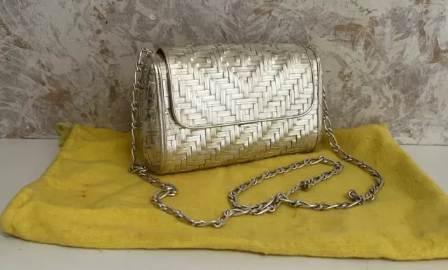 Vintage Taxco Mexico Sterling Silver Woven Evening Signed Purse