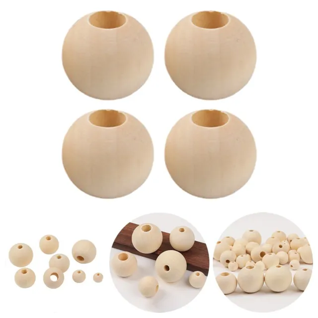 Perles en bois artisanales 100 200 pièces perles rondes en bois naturel pour la