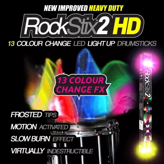 Baquetas Rockstix 13Fx Cambio De Color Activado Movimiento Led Luz Activada