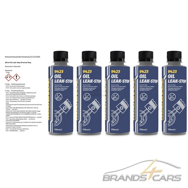 5x 250 ml MANNOL OIL LEAK STOP SIGILLANTE MOTORE PERDITA OLIO STOP PERDITE OLIO