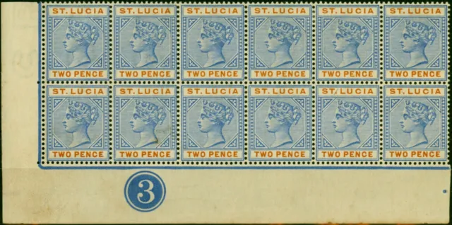 St Lucia 1898 2d Ultramarine & Orange SG45 Fine LMM/MNH Pl.3 Corner Block of 12