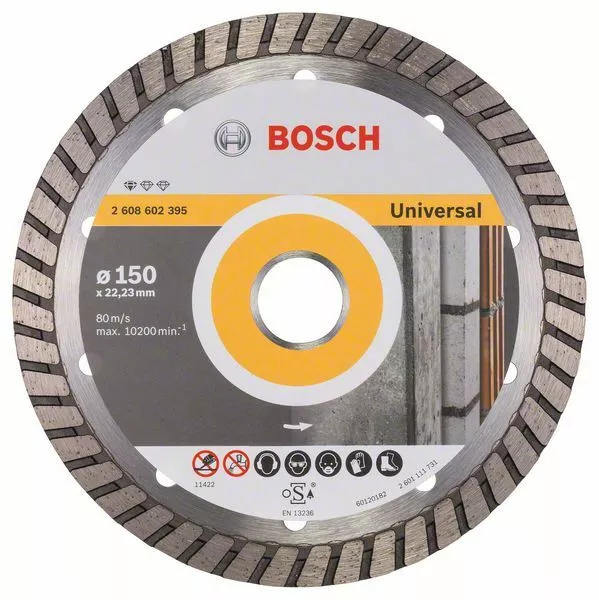 Bosch Disque à Tronçonner Diamanté pour Universel Turbo,150 x 22,23 x 2,5 X 10