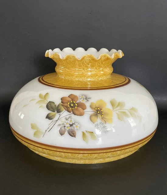 Vintage GWTW 10" Fitter Yellow Brown Hurricane Oil Or Electric Glass Lamp Shade