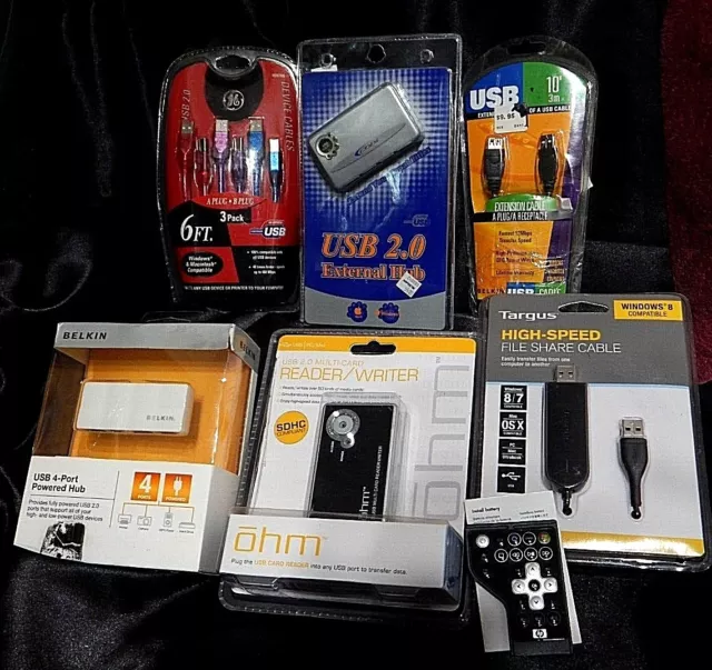 Computer Accessories Targus Belkin GE HP Cables Ports Most are FACTORY SEALED
