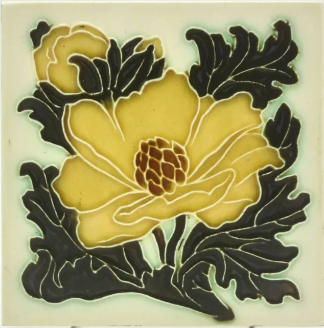 Fireplace Majolica Tile With Floral Design By Pilkington 1894 Ae2