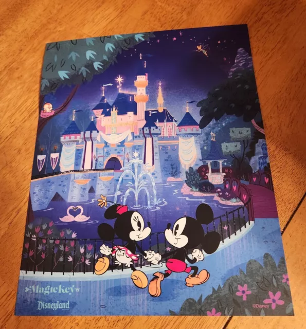 Disneyland Magic Key Exclusive Print Poster Mickey Minnie Mouse Castle 8×10