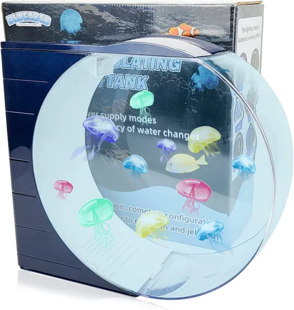 2.6 Gallon Betta Aquarium Kit Fish Jellyfish Tank with Water Pump and Filter LED