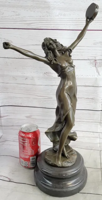 Bronze Sculpture by French Artist CezaroTambourine Girl Hot Cast Figurine Figure 2