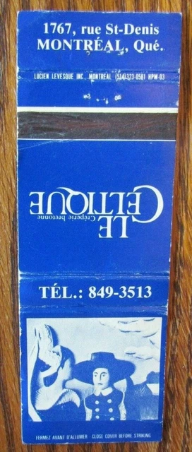 Brittany Creperie Restaurant Matchbook Cover: Le Celtique (Montreal, Quebec) -E8