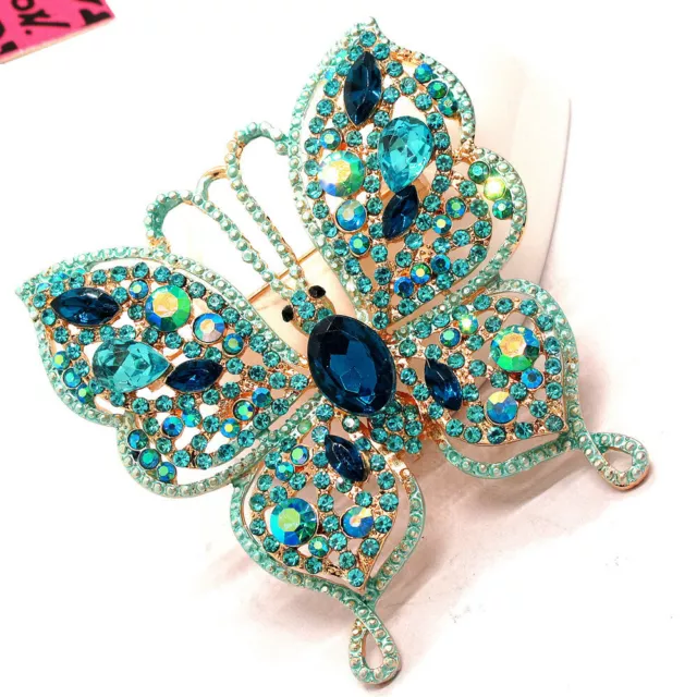 New Blue Bling Rhinestone Flower Butterfly Fashion Women Charm Brooch Pin Gifts 2