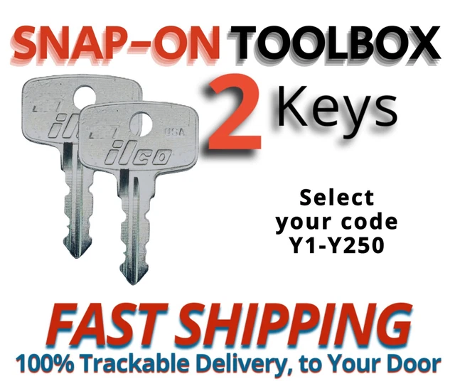 Snap-On Tool Box Keys - Cut To Your Lock Code Y1-Y50 For Tool Chest & Cabinet Replacement