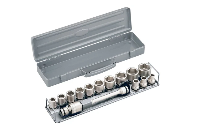 TONE Socket Set for Impact (with metal tray) NV4132 Silver content 12.7mm