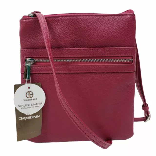 Giani Bernini Triple-Zip Pebble Leather Dasher Crossbody Bag, Sangria