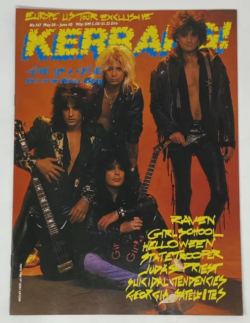 Vintage KERRANG! 80s Metal Music Magazine No. 147 90p May June Motley Crue Raven