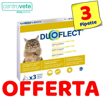 DUOFLECT Gatto 1 - 5 Kg → Antiparassitario Spot on GATTI → 3 Pipette da 0,4 ml