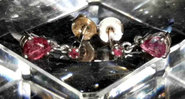 Orecchini A Goccia Vintage Argento Con Rubini