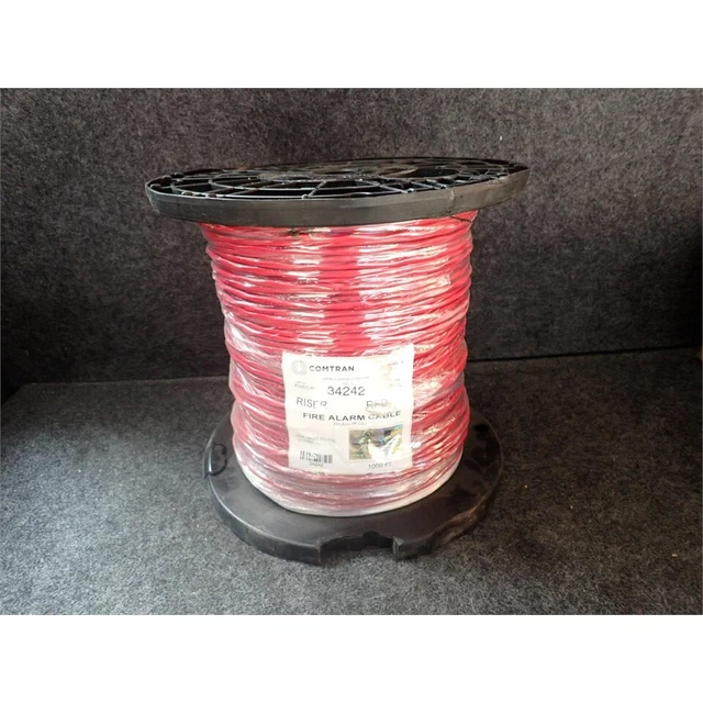 Comtran 34242 Fire Alarm Cable, 1000' Spool, 14/2C, Solid, Red*