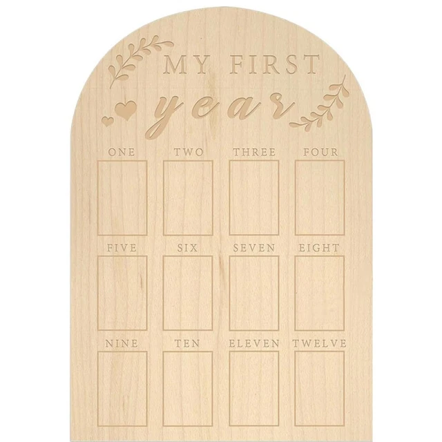 My First Year Photo Display Wood Baby's First Year Photo Frame Milestone Board