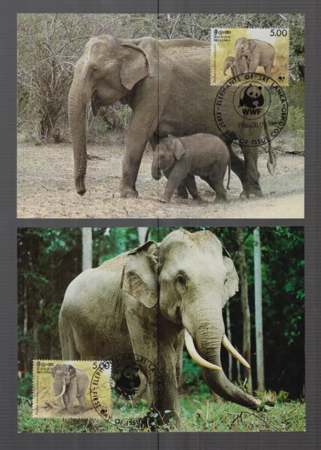 WWF World Wildlife je 4 FDC / MC 1986 Sri Lanka  "Der Asiatische Elefant"