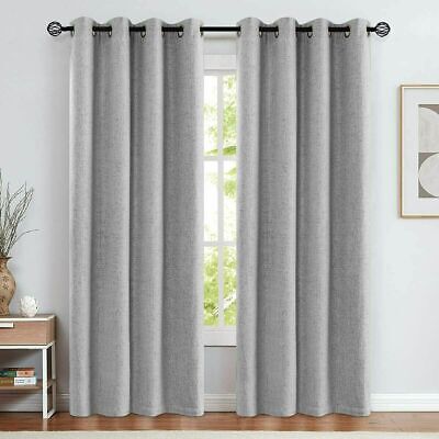 Sheer Window Curtains Living Room Bedroom Grommet 2 Panels Gray Tassels