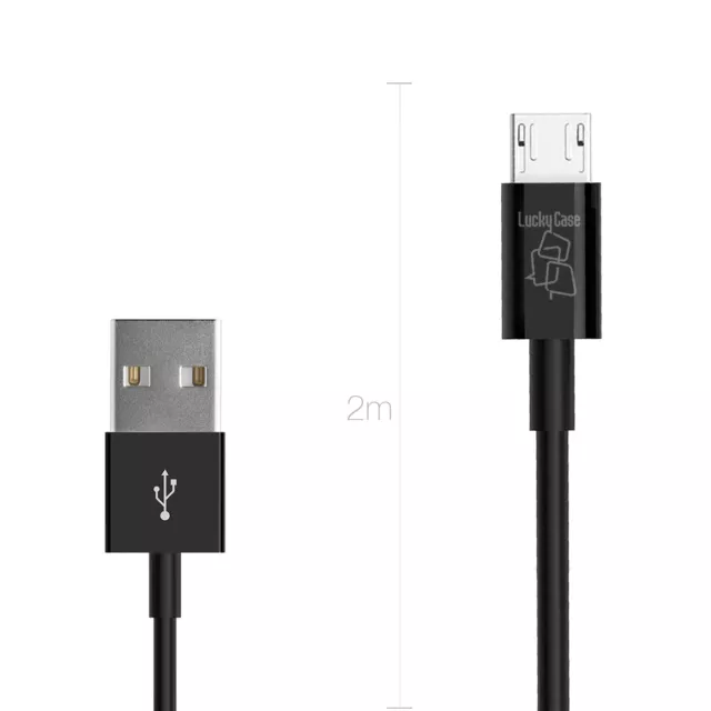 Micro USB 2m Kabel Sync Ladekabel für Tablet Smartphone & Co in schwarz 2