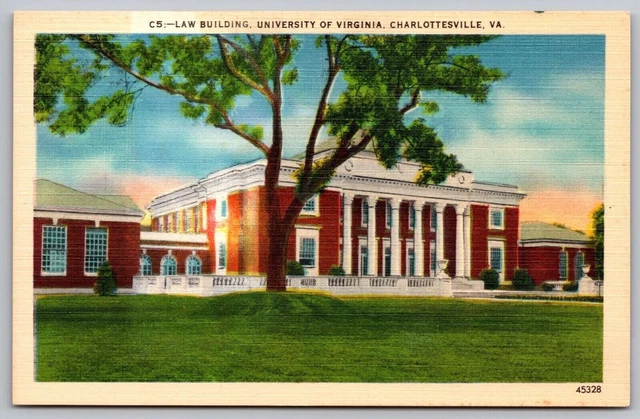 Law Building University Virginia Charlottesville VA School Campus Linen Postcard