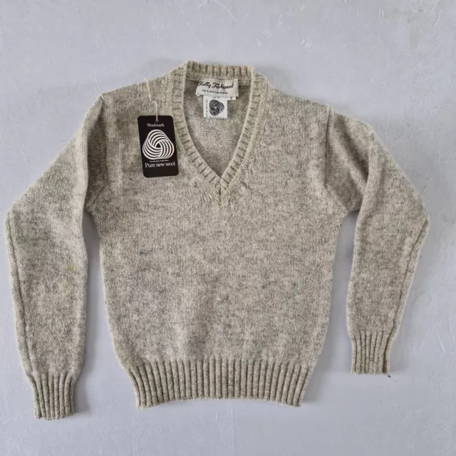 Vintage 1970s Kids V-Neck Jumper | 5-6 Yrs | Grey Shetland Wool  KA04