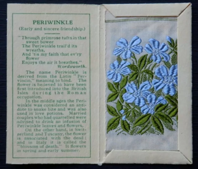 PERIWINKLE 2nd Series Kensitas Small Silk Flower issued 1934 TOP GRADE