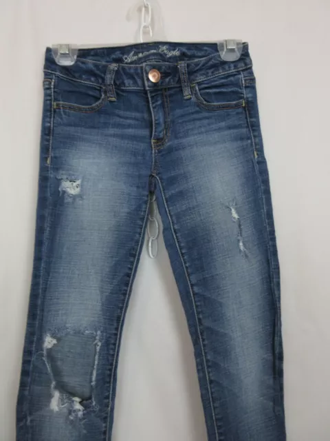 AMERICAN EAGLE JEGGINGS Skinny Jeans Women's Size 2 Regular DISTRESSED ...