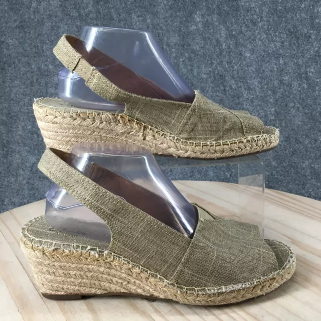 Clarks Artisan Sandals Womens 10M Petrina Rhea Espadrilles Green Slingback Wedge