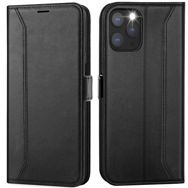 Shieldon Coque Pour IPhone 12 Pro, Etui Portefeuille IPhone 12, Housse Cuir Véritable Rangements Cartes [RFID Blocage] Anti-Choc TPU Fonction Stand Pour IPhone 12/12 Pro (6,1 Pouces 2020) - Brun