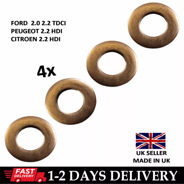 Ford Transit Injector Copper Washers Seals 2000-14 2.0 2.2 2.4 Tdci Tddi Mk6 Mk7