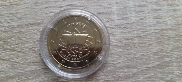 Gedenk Münze 2 EURO  Europäische Union 2007 Sammler 24 Karat Vergoldet   Münzen