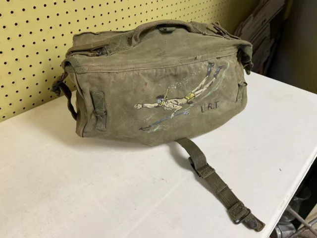 Vintage Military Dive Bag Duffle Carryon Green Canvas Snorkel