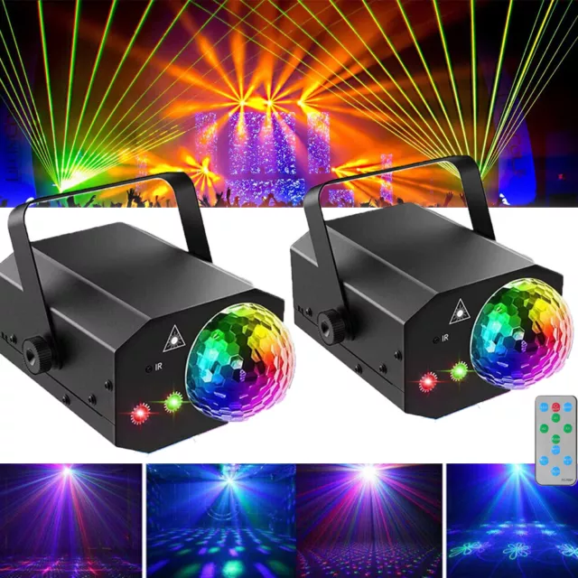 4X Stage Lighting LED RGB Laser Strobe Projector DJ Party Light Disco Lamp